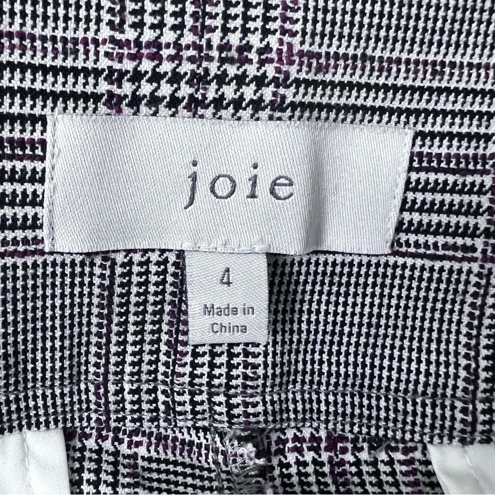 Joie Black White Plaid Slim Fit Crop Trousers Dress Pants Academia Preppy - Picture 8 of 10